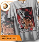 Plantilla diseño de camisetas vectoriales de anime Ataque 1 - Imagen 2