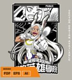 Plantilla diseño de camisetas vectoriales de anime My Heroe Mirko