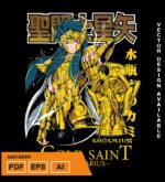 Plantilla diseño de camisetas vectoriales de anime Caballeros Acuario