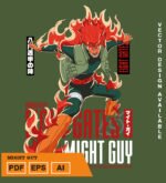 Plantilla diseño de camisetas vectoriales de anime Naruto  Might