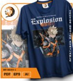Plantilla diseño de camisetas vectoriales de anime My Heroe 44 - Imagen 2
