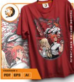 Plantilla diseño de camisetas vectoriales de anime Chainsaw 2 - Imagen 2