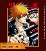 Plantilla diseño de camisetas vectoriales de anime Bleach Ichigo 5