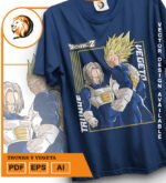Plantilla diseño de camisetas vectoriales de anime Bola Dragon vegeta 2 - Imagen 2