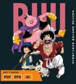 Plantilla diseño de camisetas vectoriales de anime Bola Dragon Satan