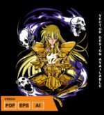 Plantilla diseño de camisetas vectoriales de anime Caballeros Virgo