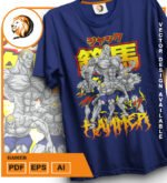 Plantilla diseño de camisetas vectoriales de anime Baki Hamer - Imagen 2