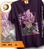 Plantilla diseño de camisetas vectoriales de anime Bola Dragon goku rose - Imagen 2