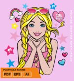 Plantilla diseño de camisetas vectoriales barbi