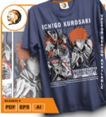 Plantilla diseño de camisetas vectoriales de anime Bleach 8 - Imagen 2