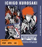 Plantilla diseño de camisetas vectoriales de anime Bleach 8