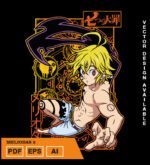 Plantilla diseño de camisetas vectoriales de anime 7 Pecados Meliodas 2