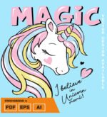 Plantilla diseño de camisetas vectoriales unicornio