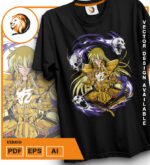 Plantilla diseño de camisetas vectoriales de anime Caballeros Virgo - Imagen 2