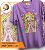 Plantilla diseño de camisetas vectoriales barbi - Imagen 2