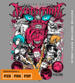 Plantilla de diseño de camisetas  Vector  EXECUTION 2